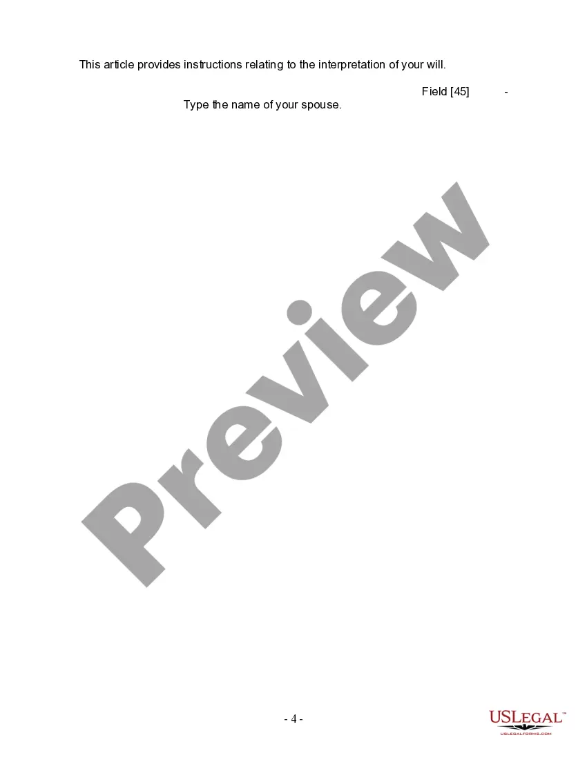 Preview Last Will and Testament for Married person with Minor Children from Prior Marriage