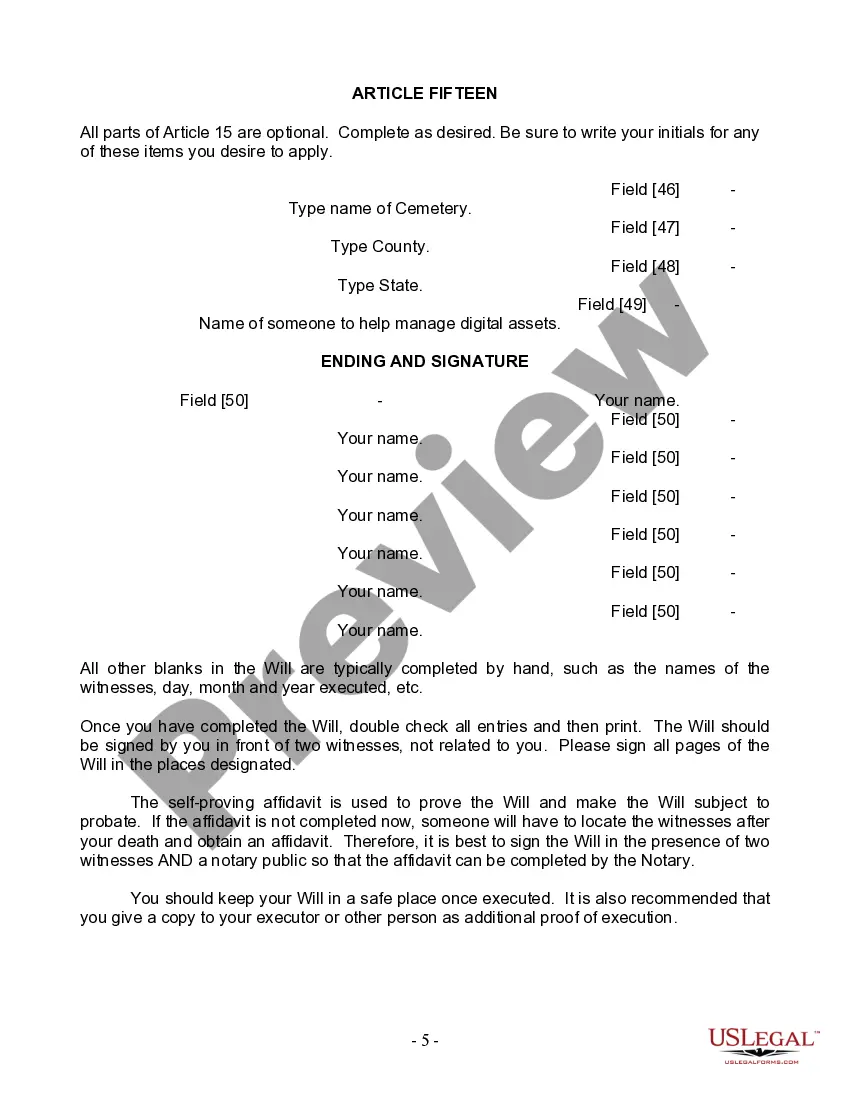 Preview Last Will and Testament for Married person with Minor Children from Prior Marriage