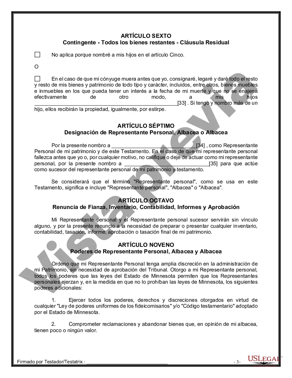 Preview Formulario de última voluntad y testamento legal para una persona casada con hijos adultos de un matrimonio anterior