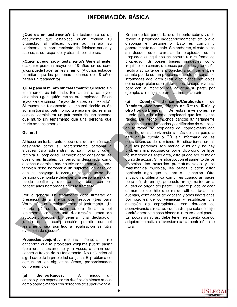 Preview Formulario de última voluntad y testamento legal para una persona casada con hijos adultos de un matrimonio anterior