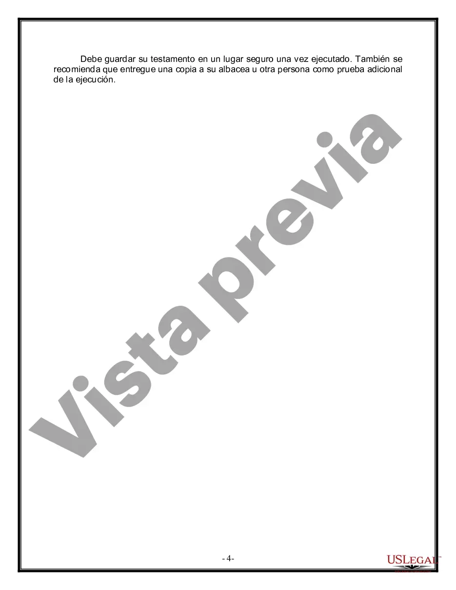 Preview Formulario de última voluntad y testamento legal para personas divorciadas que no se han vuelto a casar con hijos adultos y menores
