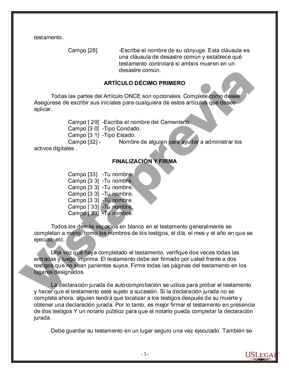 Preview Paquete de Voluntades Mutuas con Últimas Voluntades y Testamentos para Pareja Casada sin Hijos