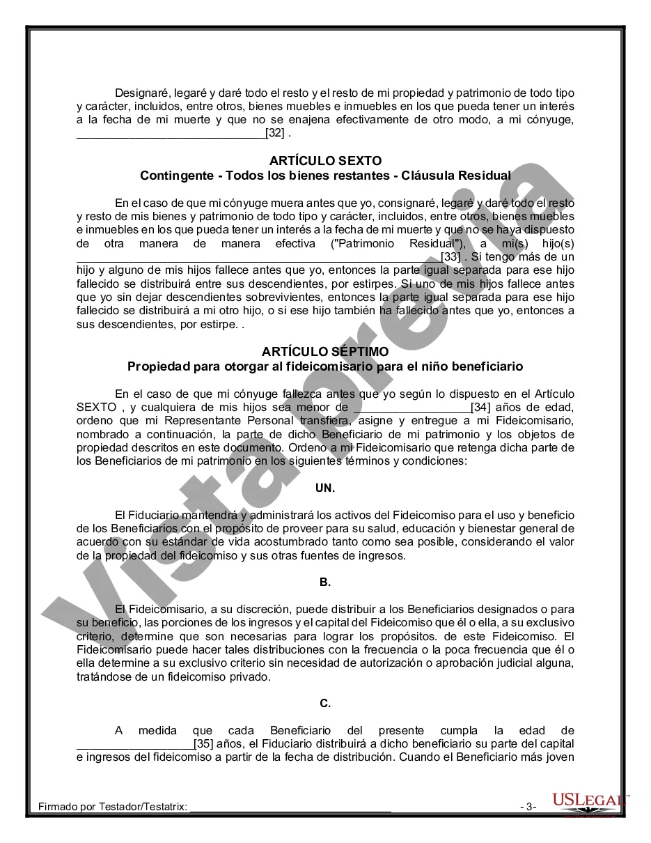 Preview Paquete de Voluntades Mutuas con Últimas Voluntades y Testamentos para Pareja Casada con Hijos Menores
