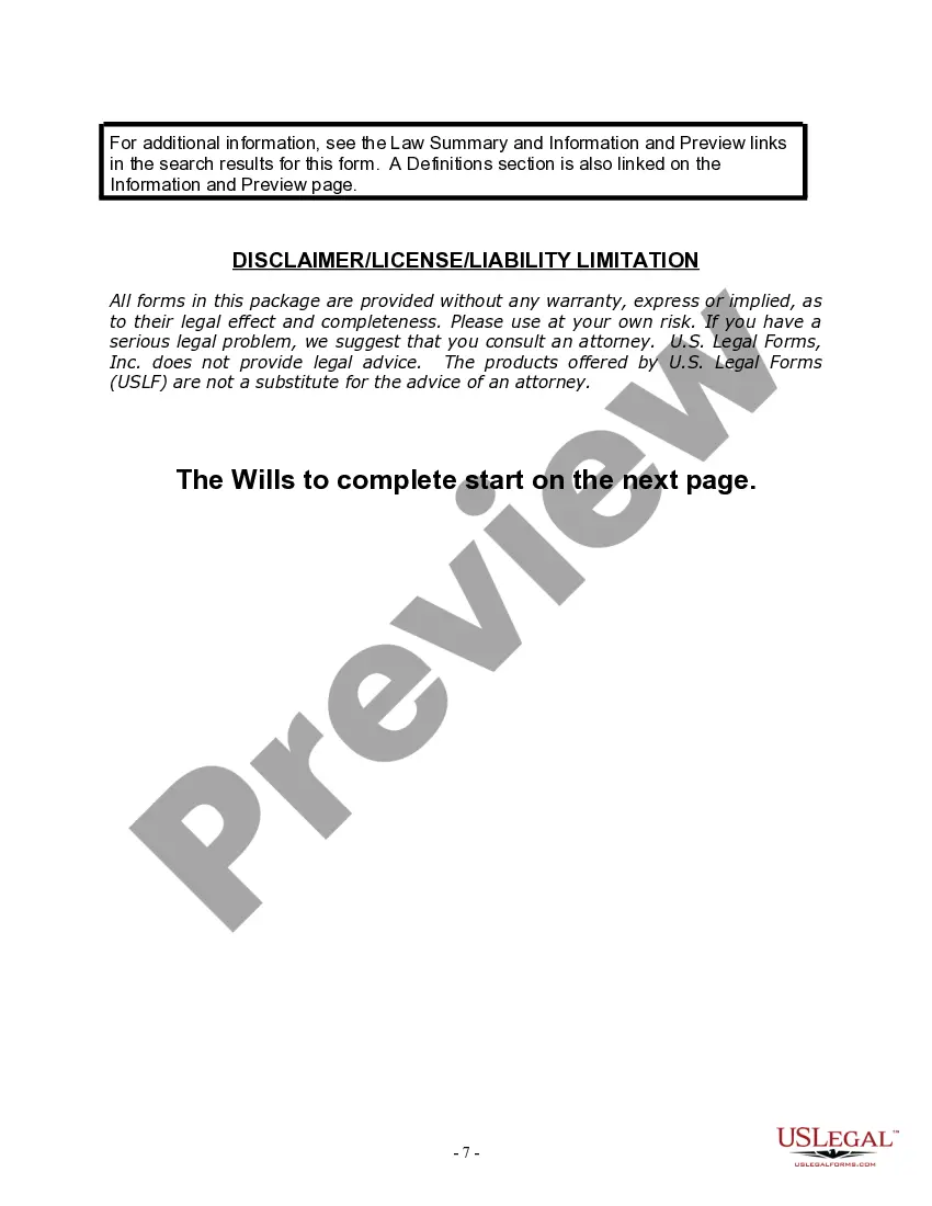 Preview Mutual Wills Package with Last Wills and Testaments for Married Couple with Adult and Minor Children