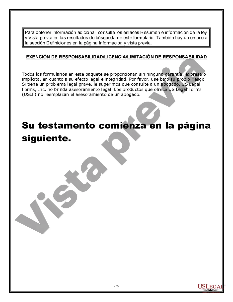 Preview Formulario Legal de Última Voluntad y Testamento para Viuda o Viudo con Hijos Menores