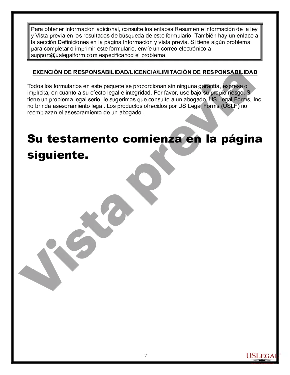 Preview Formulario de última voluntad legal para una viuda o viudo sin hijos