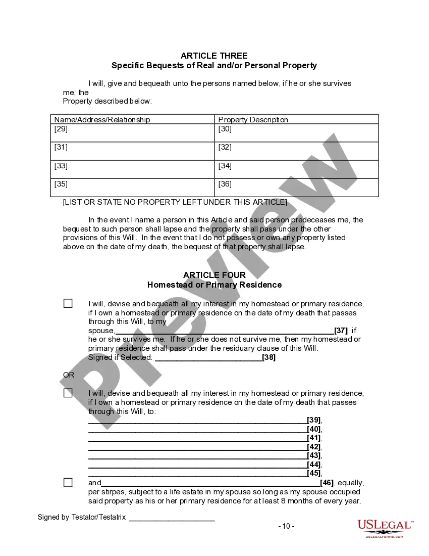 Preview Last Will and Testament for Divorced and Remarried Person with Mine, Yours and Ours Children