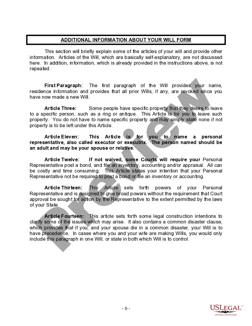 Preview Last Will and Testament for Divorced and Remarried Person with Mine, Yours and Ours Children