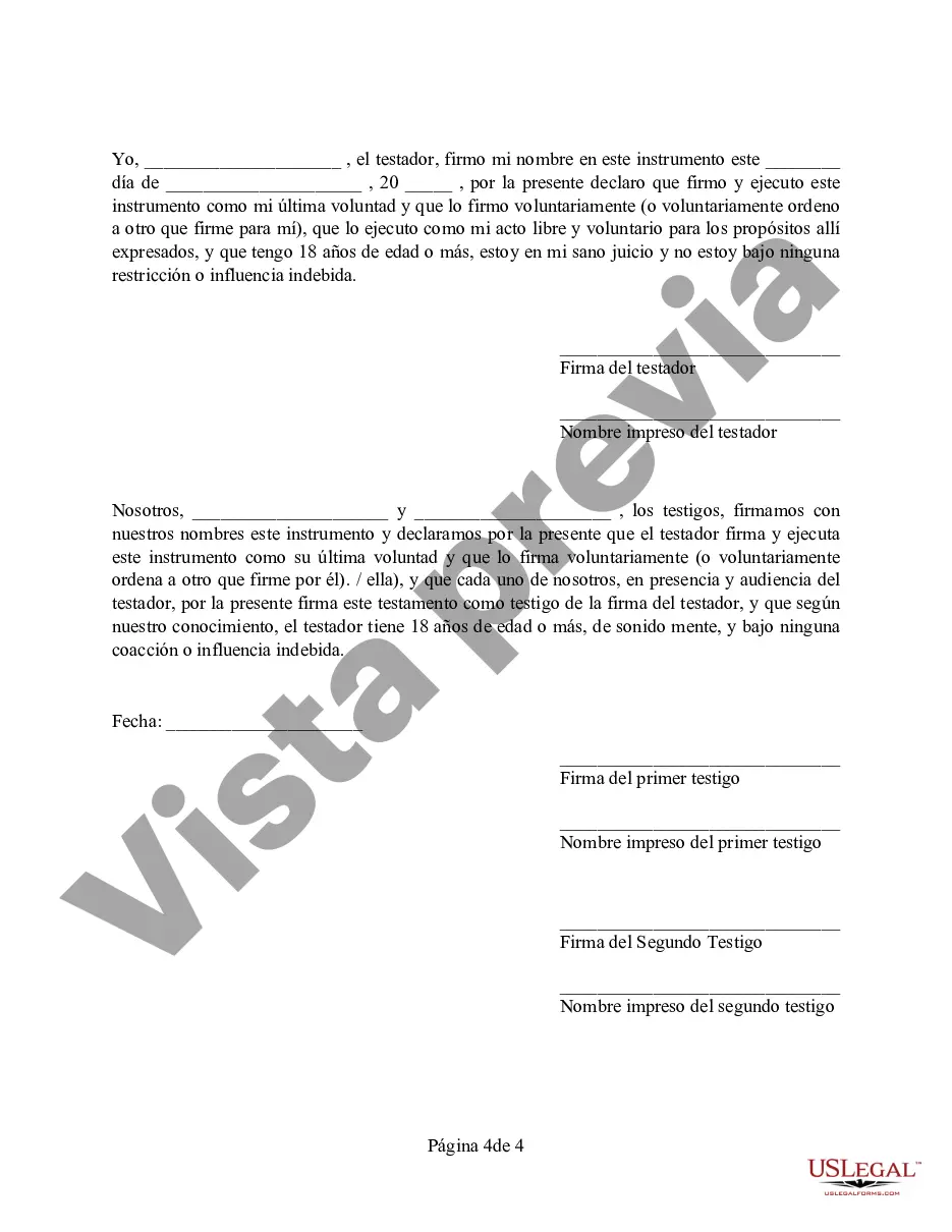 Get Codicilo al formulario de testamento para enmendar su testamento - Testamentary Pet Trust Preview Codicilo al formulario de testamento para enmendar su testamento - Testamentary Pet Trust