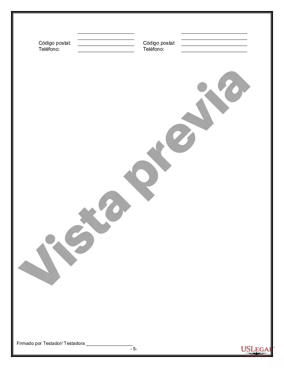 Preview Último testamento legal y formulario de testamento con todos los bienes en fideicomiso llamado testamento invertido