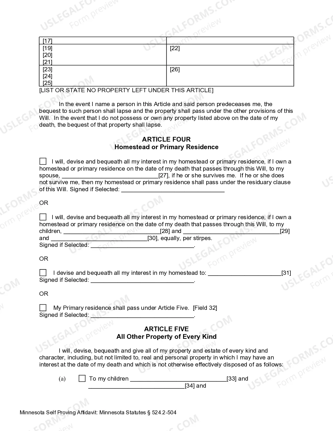 Preview Last Will and Testament for other Persons