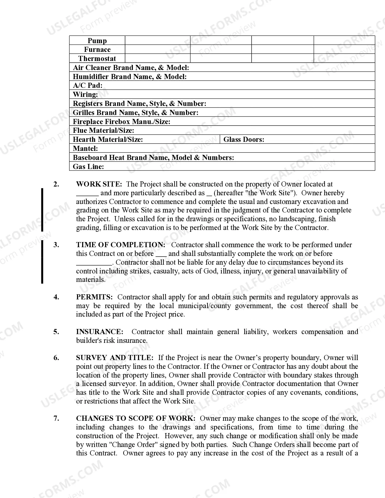 Preview HVAC Contract for Contractor