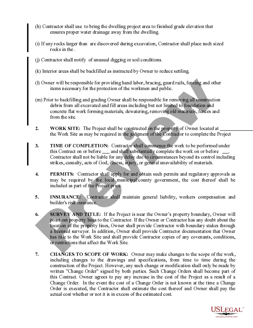 Preview Excavator Contract for Contractor