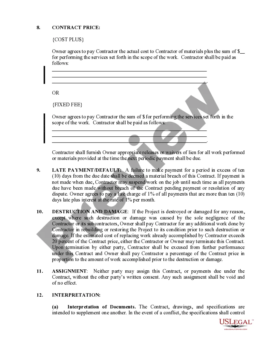 Preview Excavator Contract for Contractor
