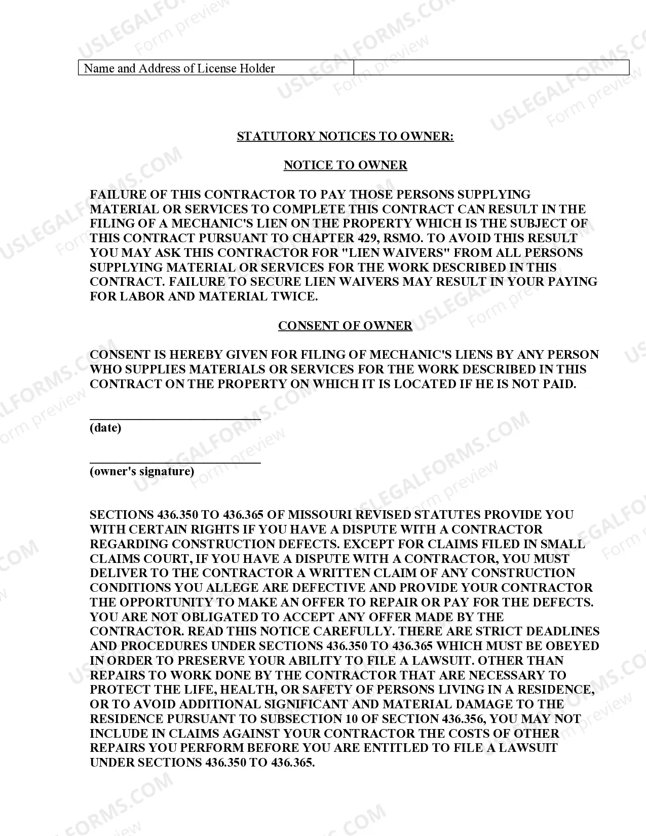 Preview Renovation Contract for Contractor