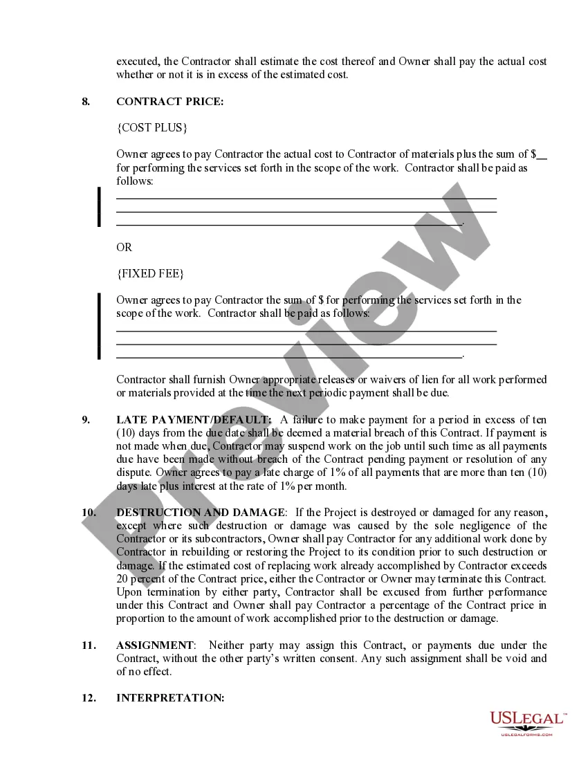 Preview Security Contract for Contractor