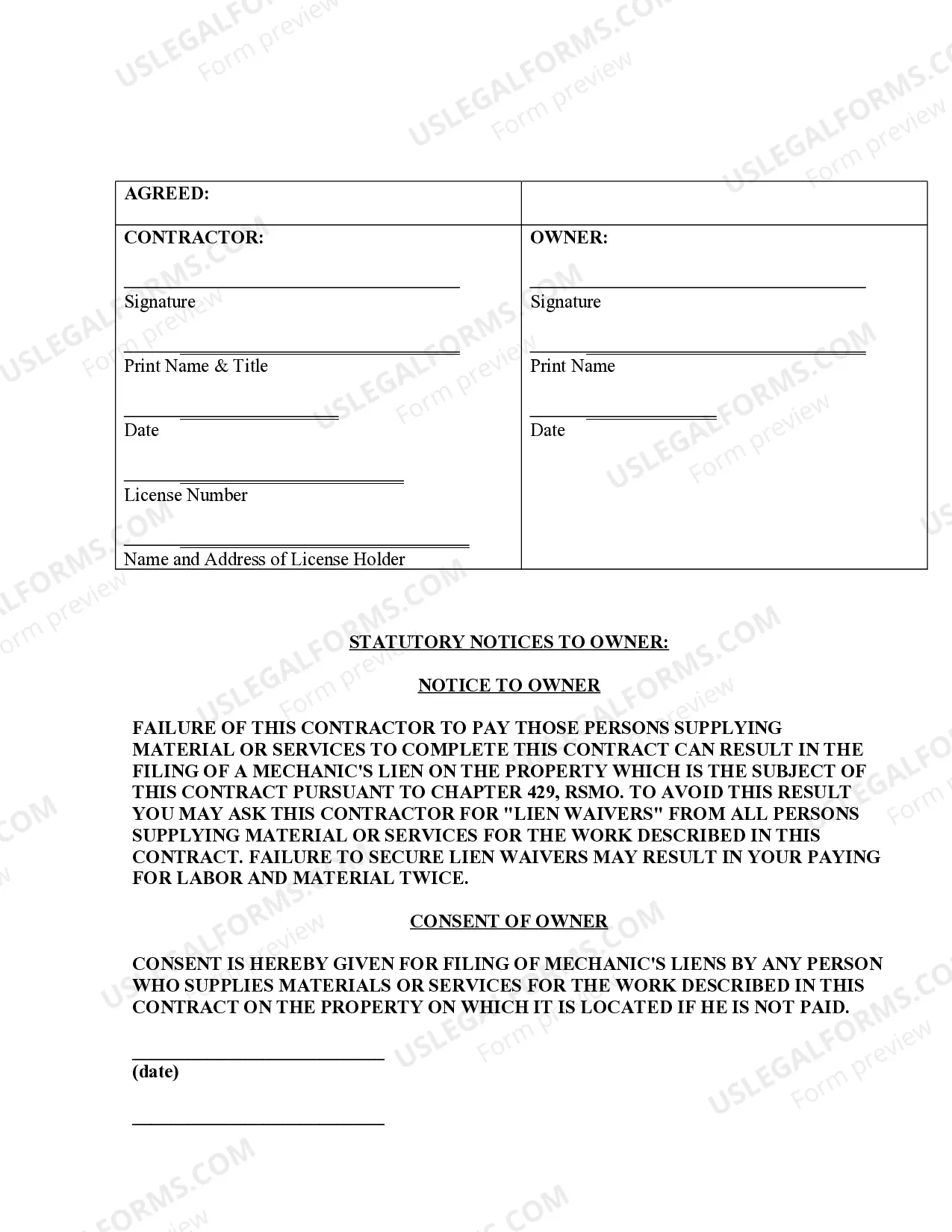 Preview Paving Contract for Contractor