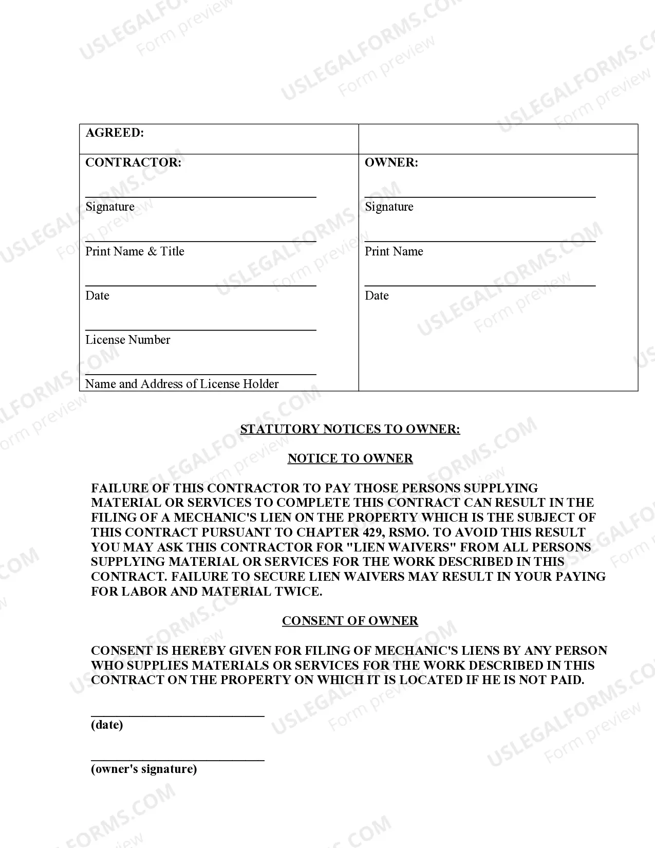 Preview Site Work Contract for Contractor