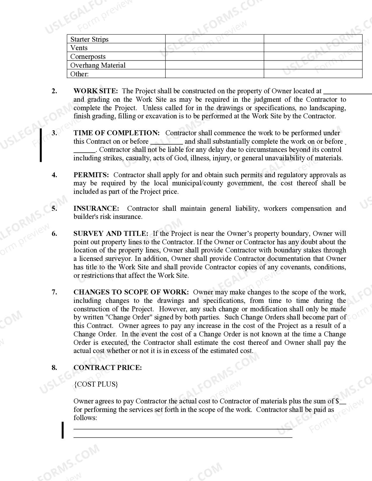 Preview Siding Contract for Contractor