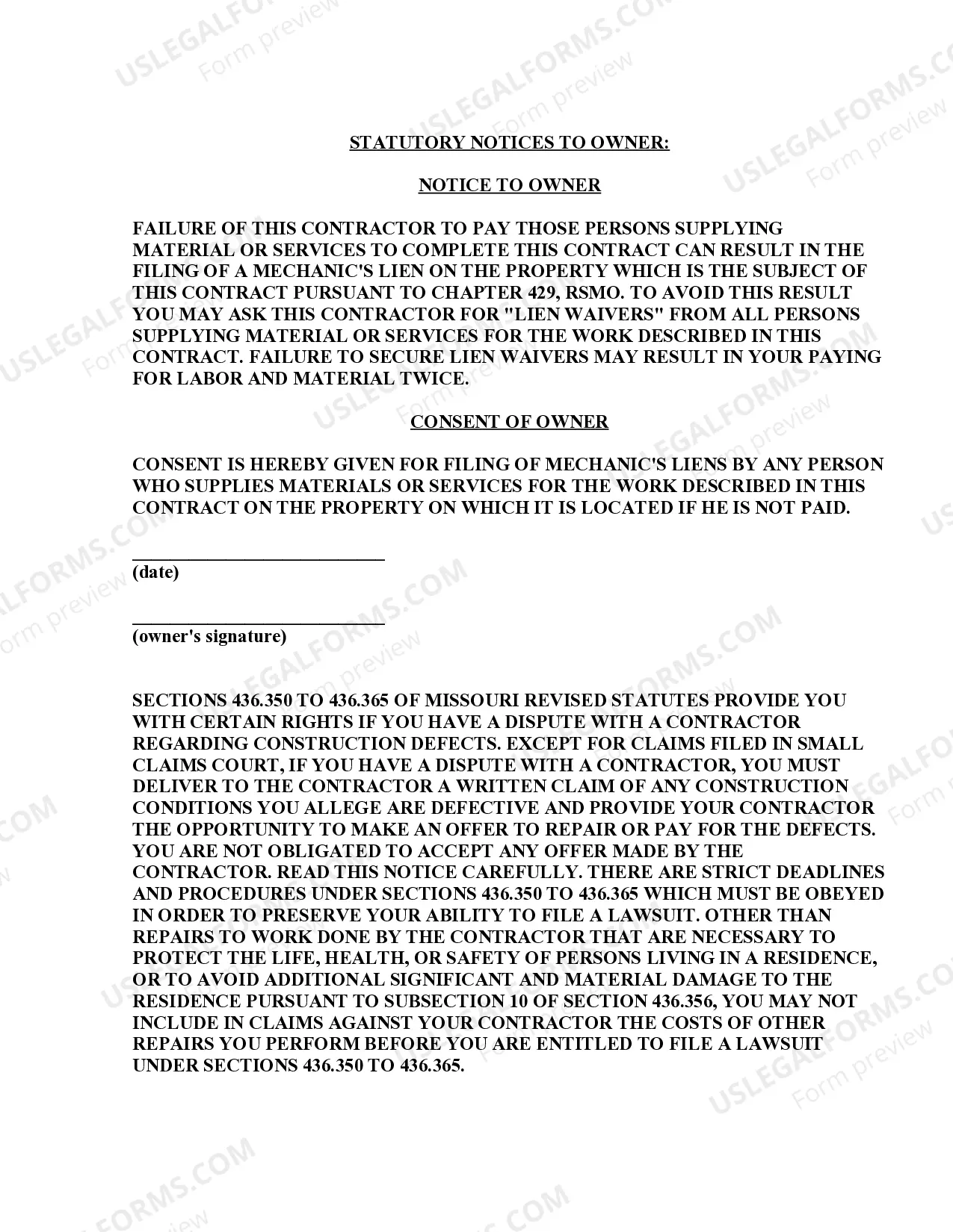 Preview Siding Contract for Contractor