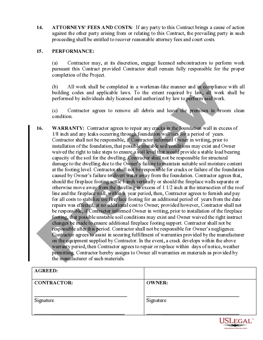 Get Foundation Contract for Contractor Preview Foundation Contract for Contractor