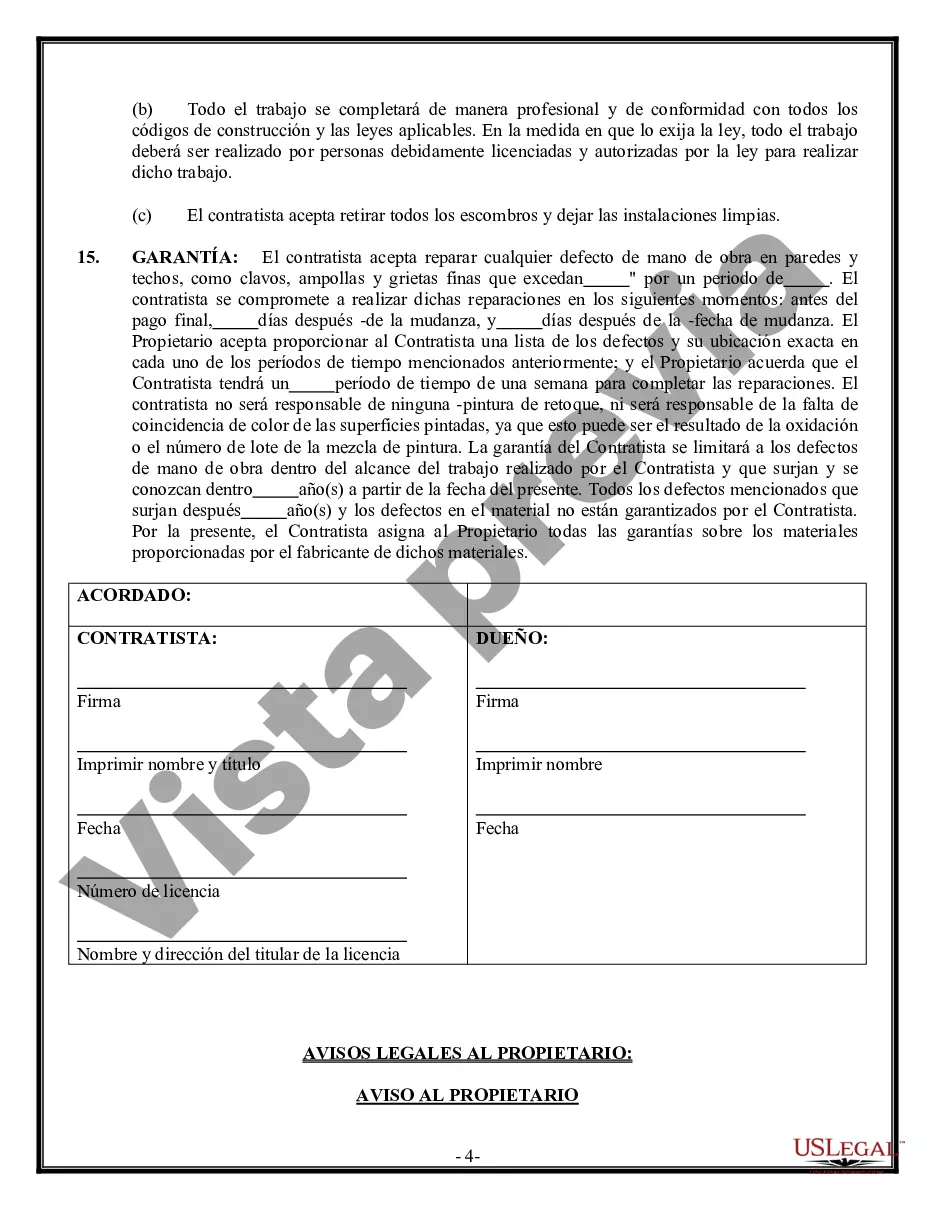 Preview Contrato de paneles de yeso de yeso para contratista