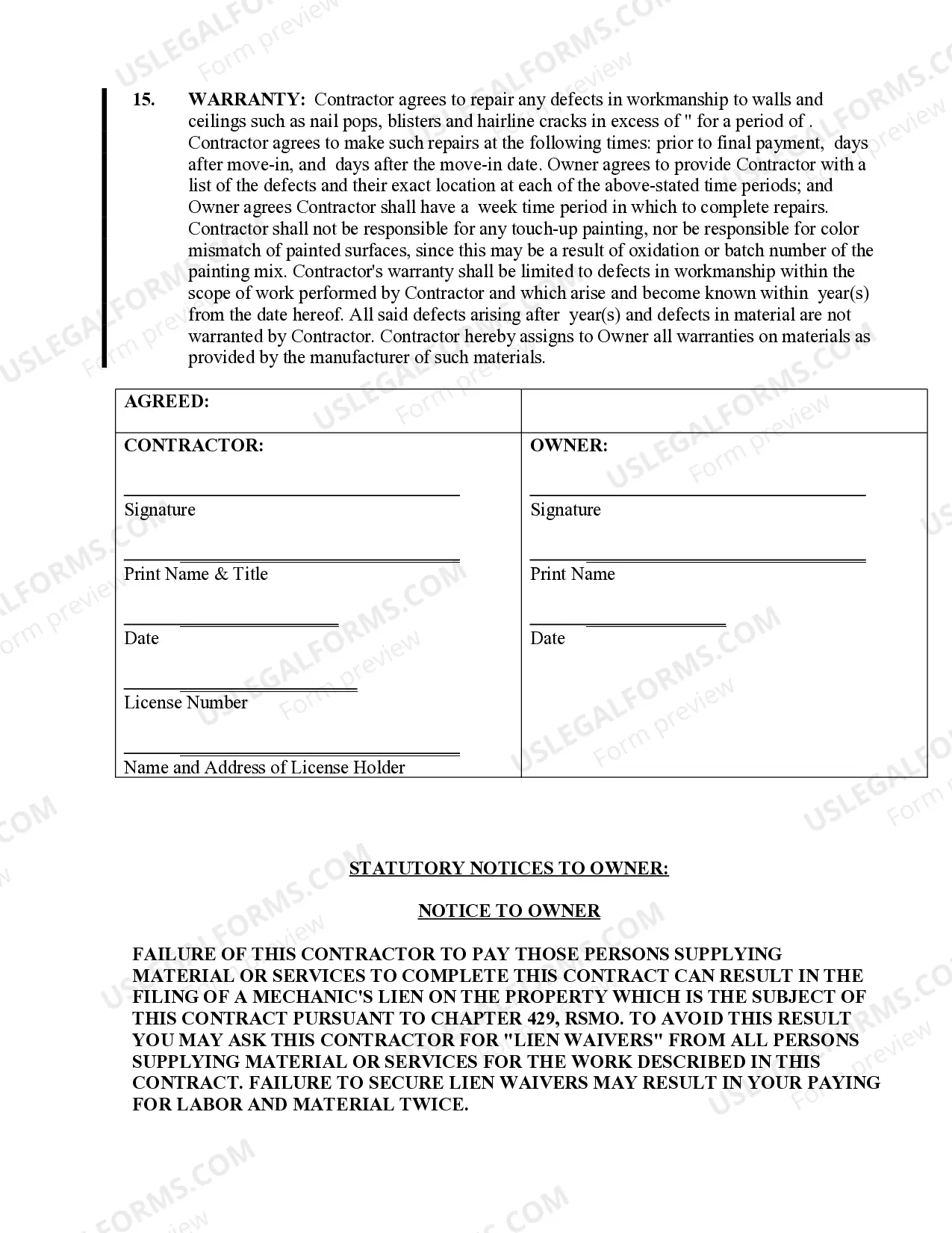 Preview Sheetrock Drywall Contract for Contractor