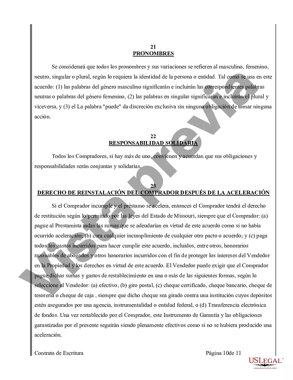 Preview Acuerdo o Contrato de Escritura de Venta y Compra de Bienes Raíces a/k/a Terreno o Contrato de Ejecución