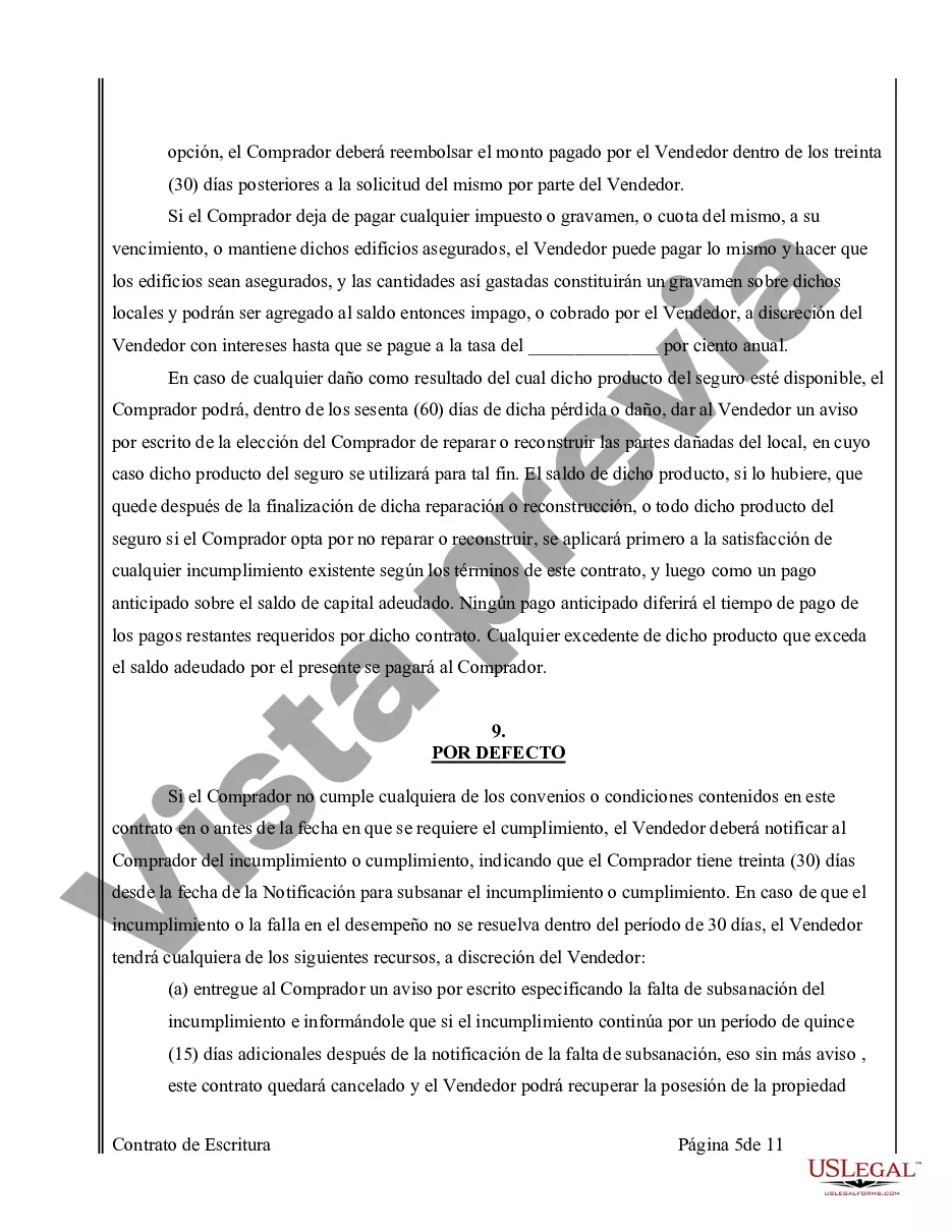 Preview Acuerdo o Contrato de Escritura de Venta y Compra de Bienes Raíces a/k/a Terreno o Contrato de Ejecución