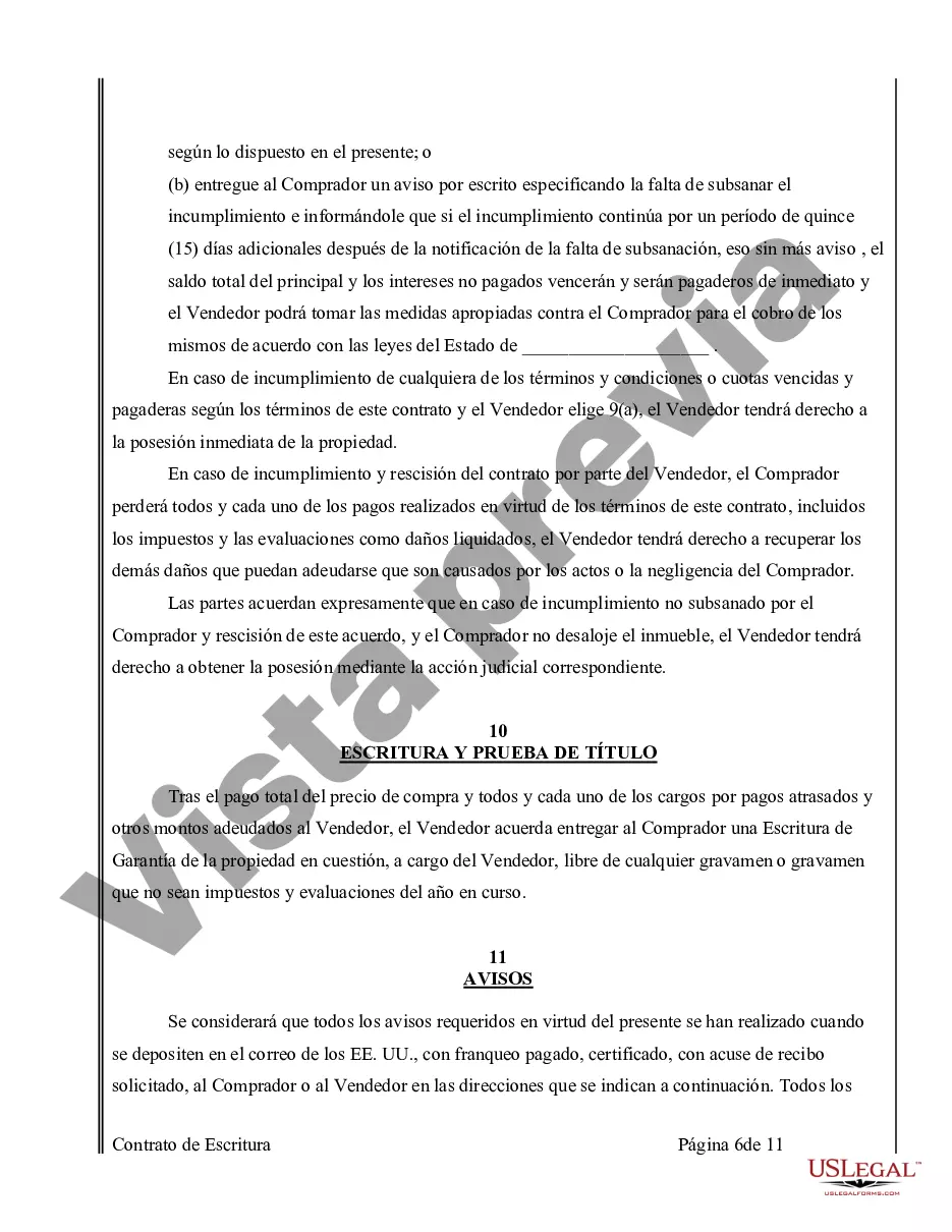 Preview Acuerdo o Contrato de Escritura de Venta y Compra de Bienes Raíces a/k/a Terreno o Contrato de Ejecución