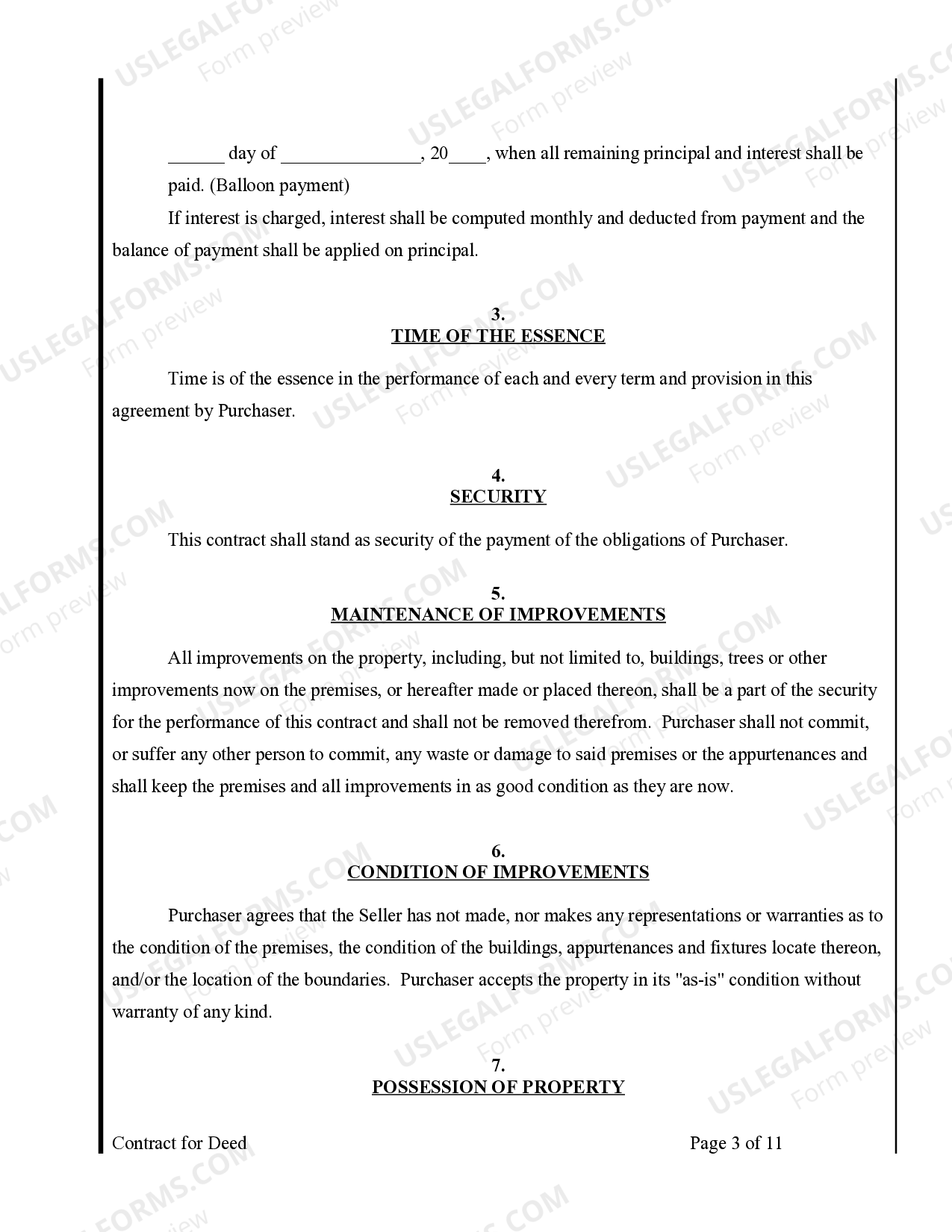 Missouri Agreement or Contract for Deed for Sale and Purchase of Real