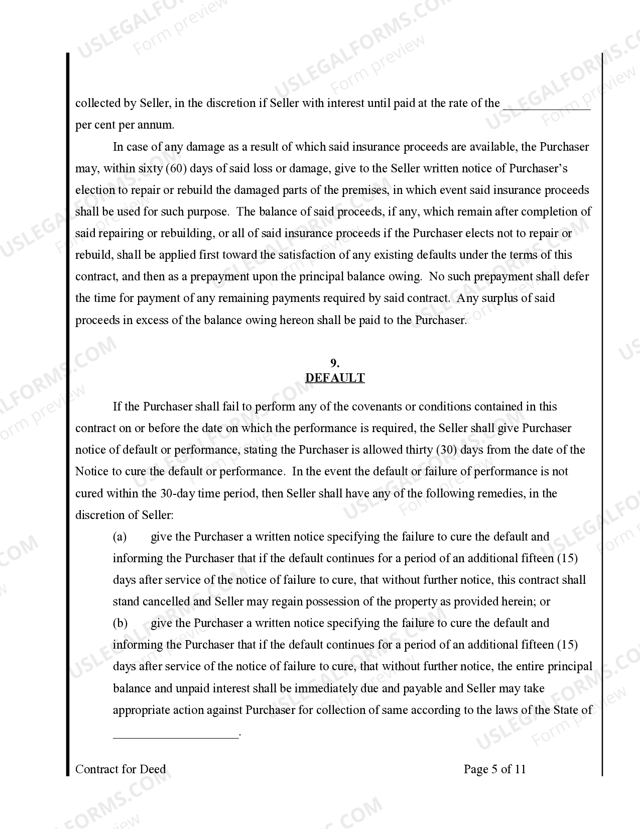Missouri Agreement or Contract for Deed for Sale and Purchase of Real ...