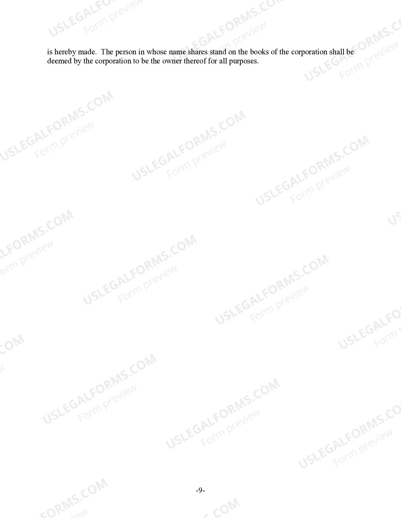 Preview Missouri Bylaws for Corporation