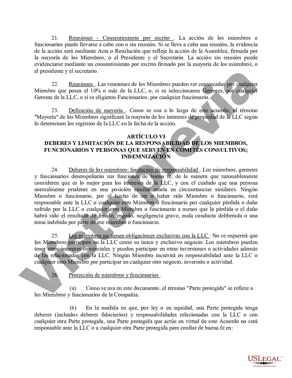 Preview Acuerdo Operativo de Sociedad de Responsabilidad Limitada LLC