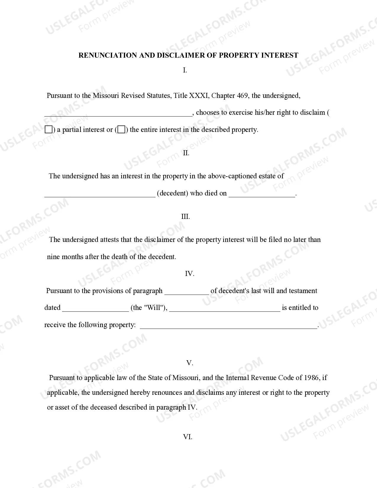 Preview Renunciation And Disclaimer of Real Property Interest