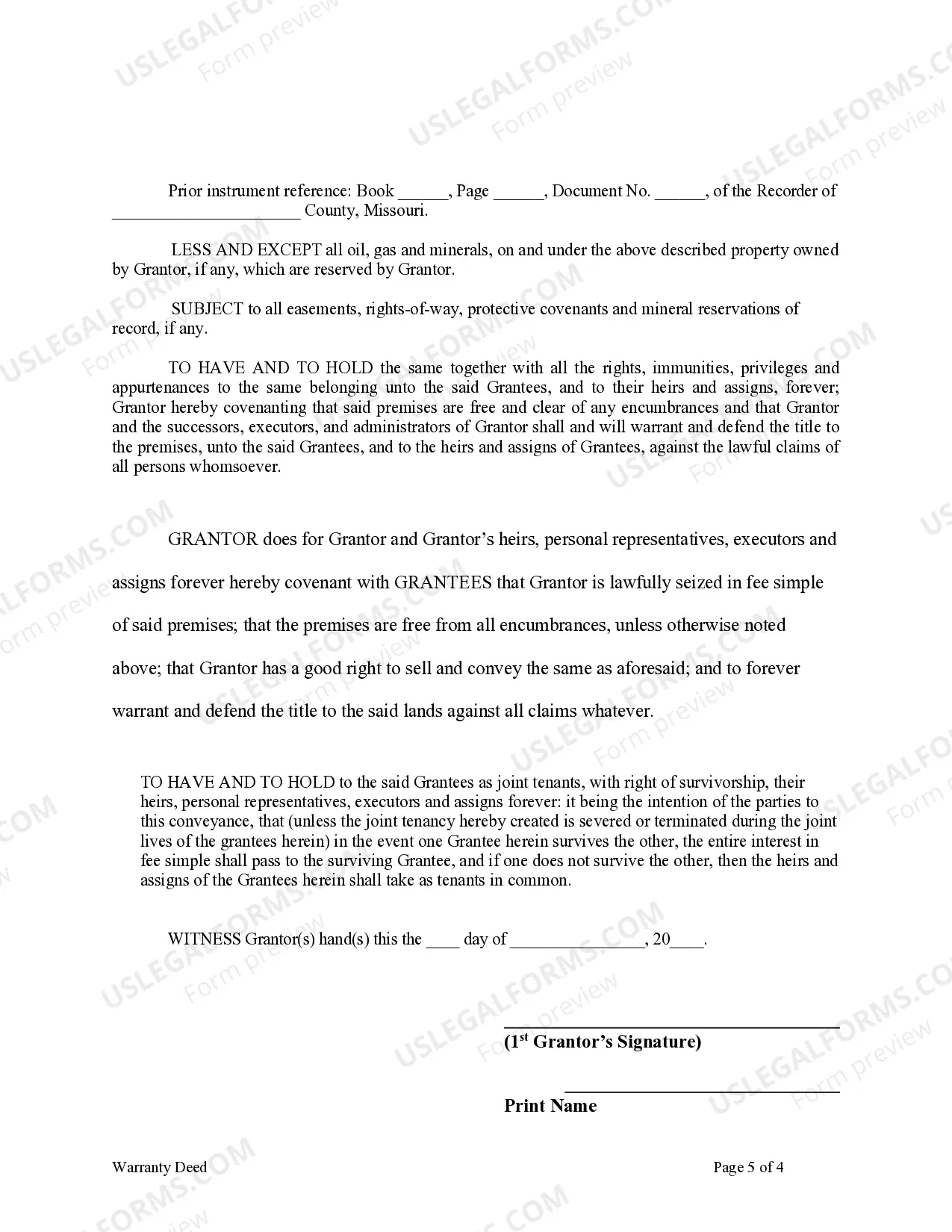 Preview Warranty Deed from Individual to Husband and Wife