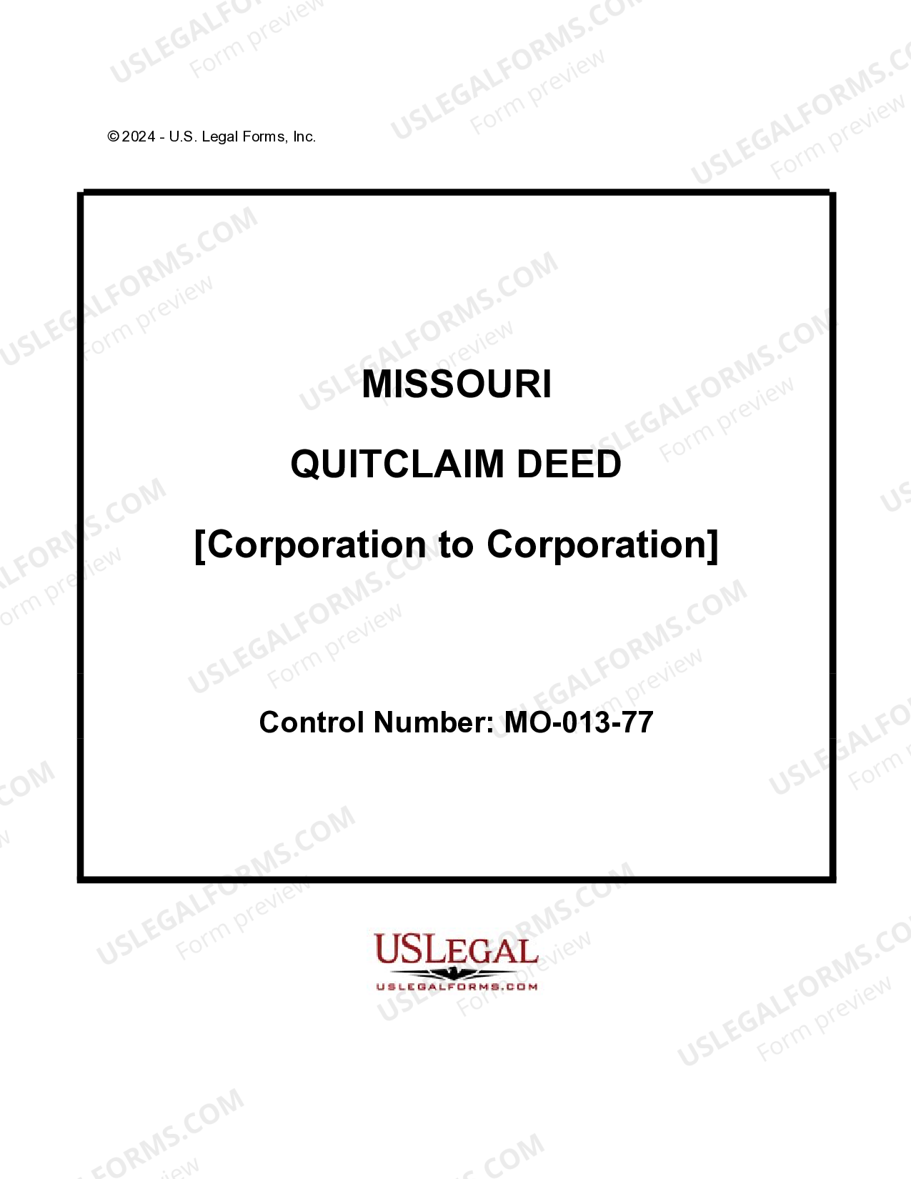 Kansas City Missouri Quitclaim Deed from Corporation to Corporation | US  Legal Forms