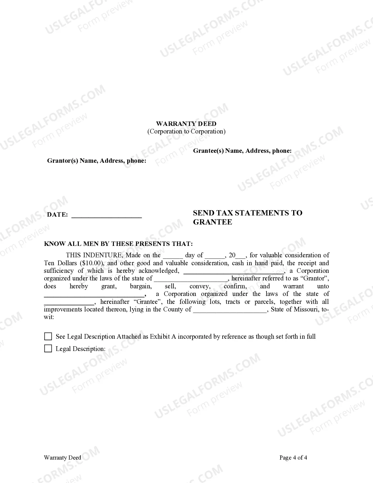 Preview Warranty Deed from Corporation to Corporation