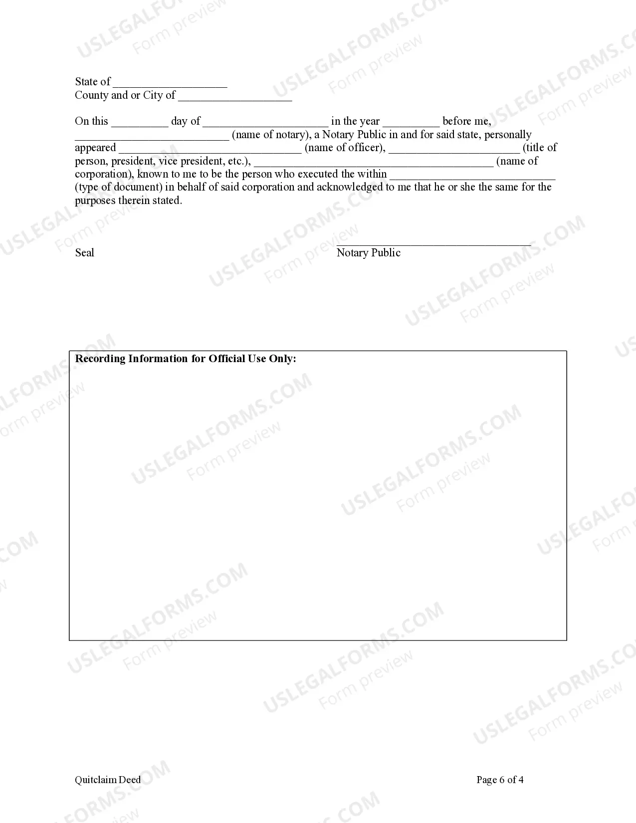 Preview Quitclaim Deed from Corporation to Two Individuals