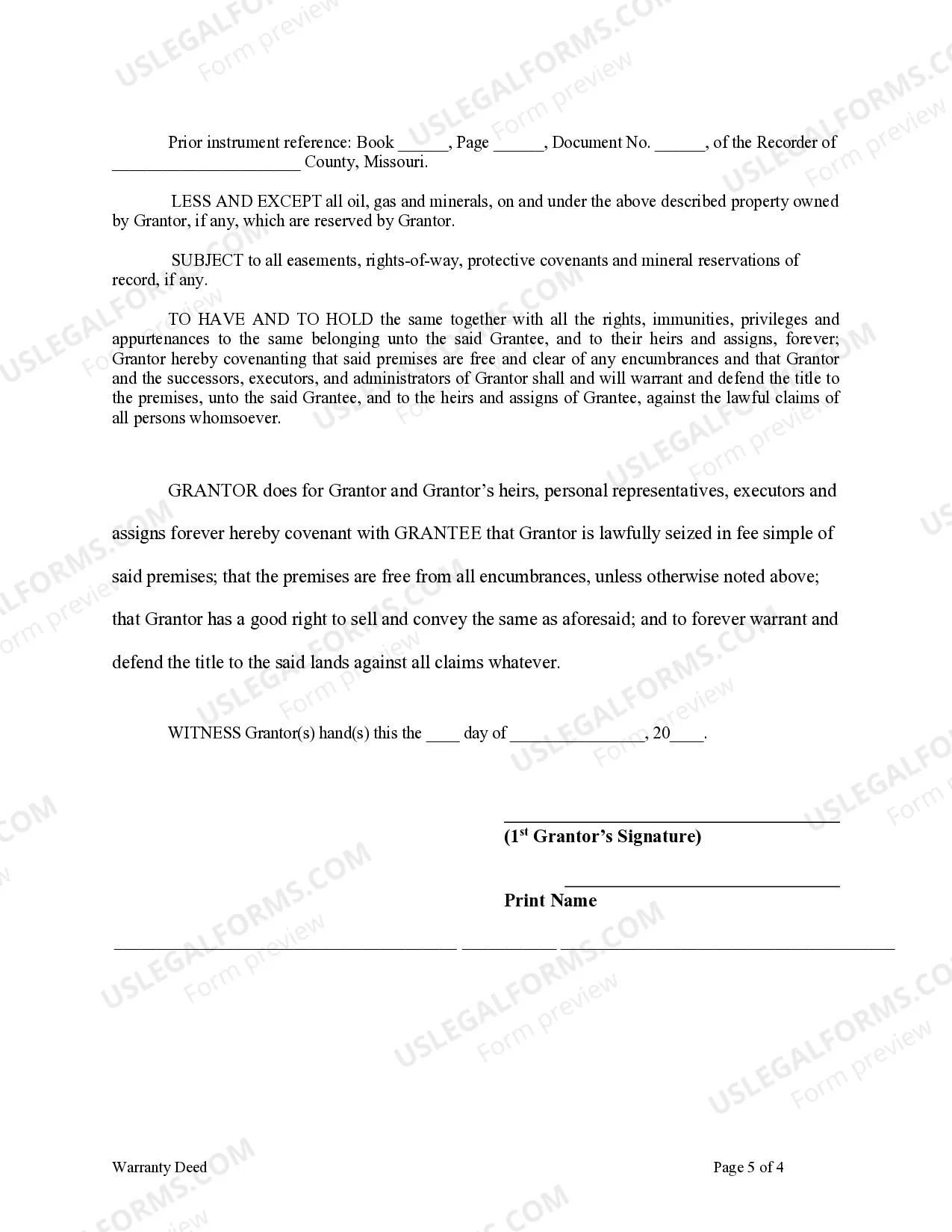 Preview Warranty Deed from Individual to a Trust