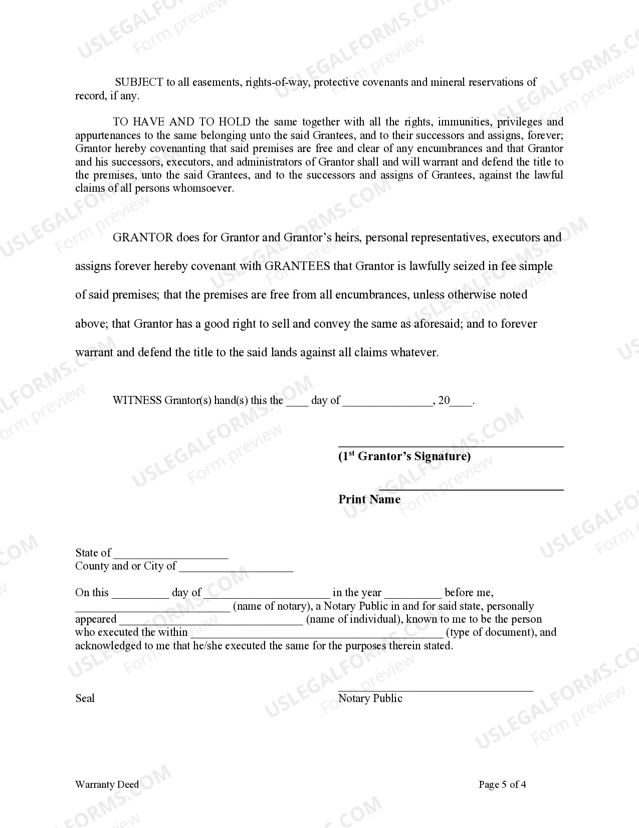 Preview Warranty Deed from Husband to Himself and Wife