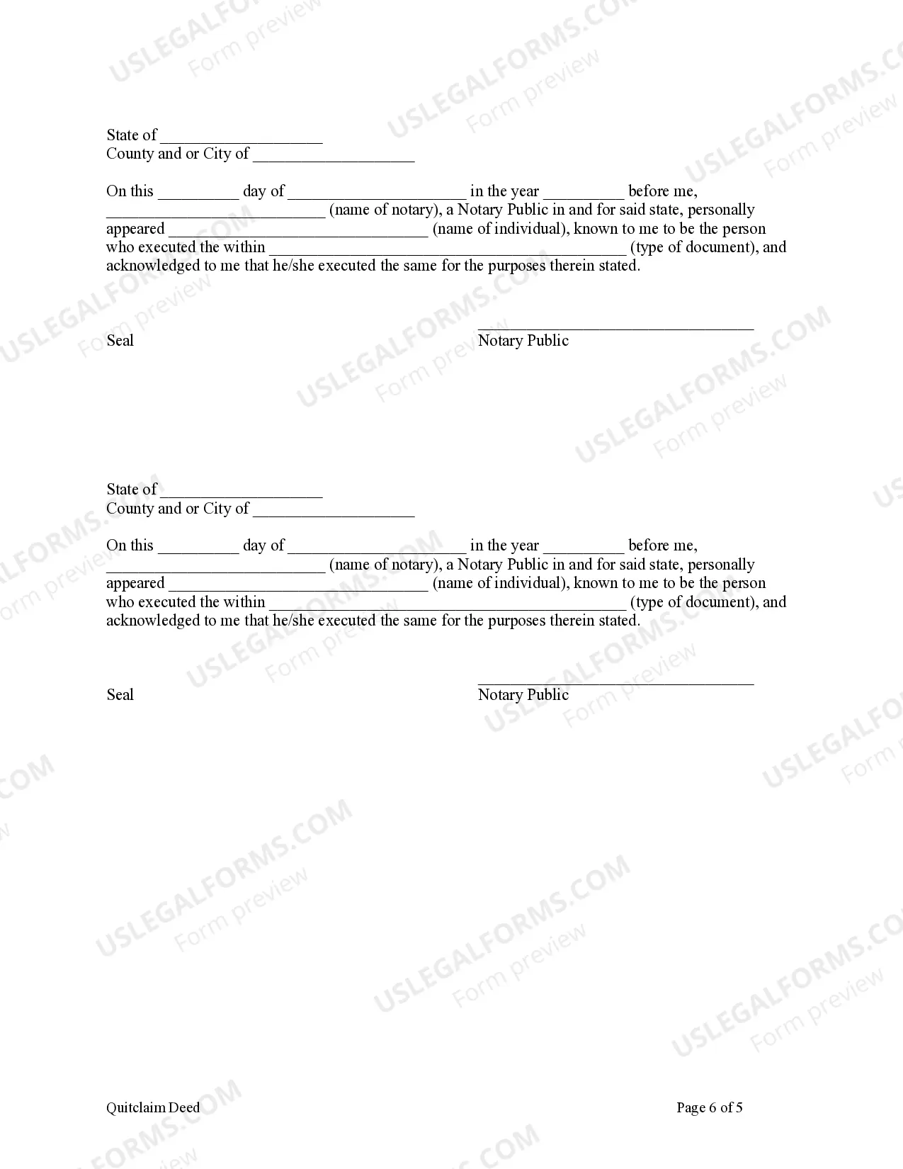 Preview Quitclaim Deed from Husband and Wife to Husband and Wife