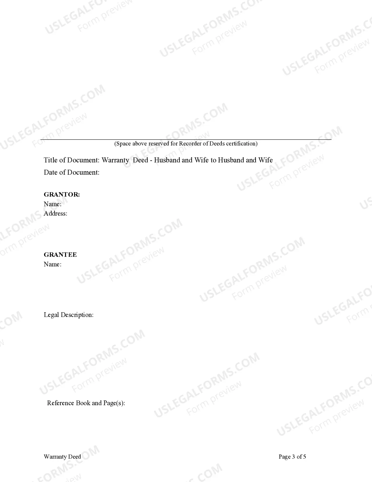 Preview Warranty Deed from Husband and Wife to Husband and Wife