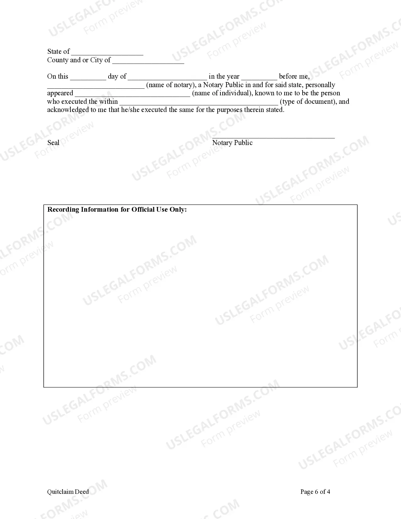 Preview Quitclaim Deed from Husband and Wife to an Individual