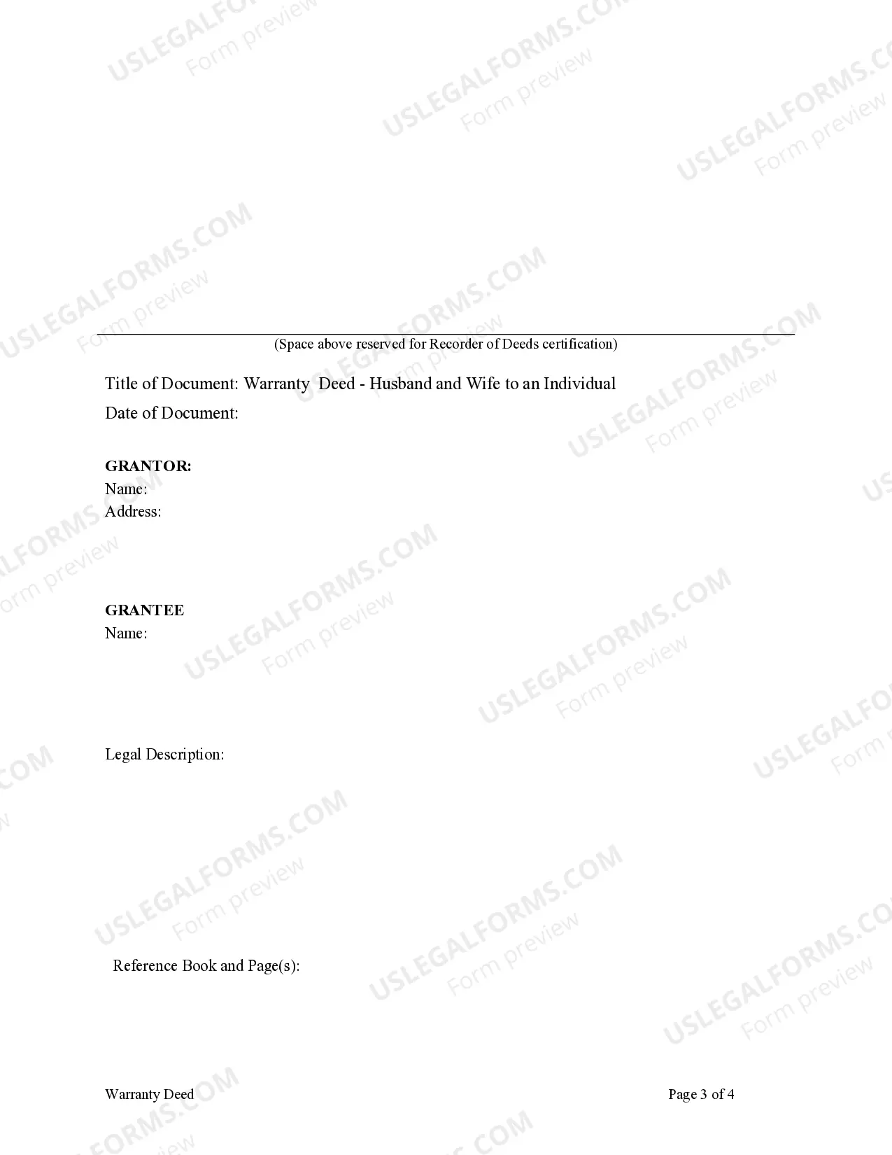 Preview Warranty Deed from Husband and Wife to an Individual