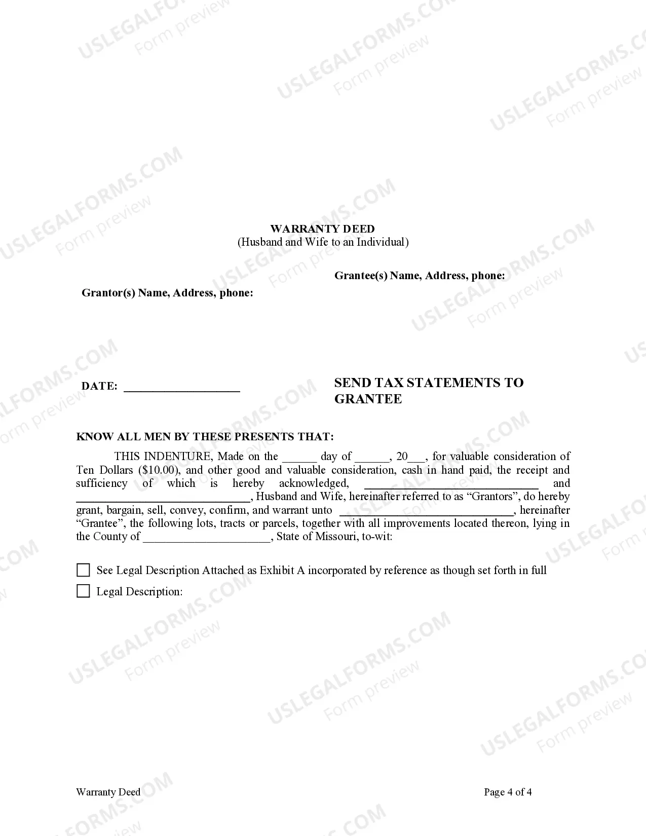 Preview Warranty Deed from Husband and Wife to an Individual