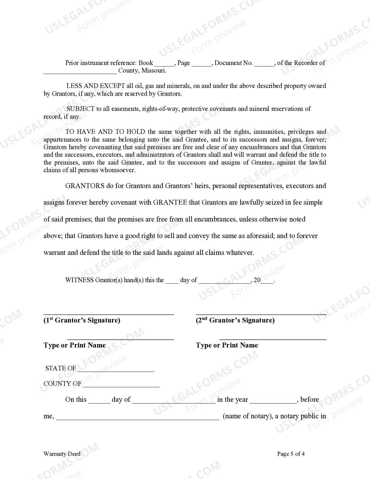 Preview Warranty Deed from Husband and Wife to an Individual
