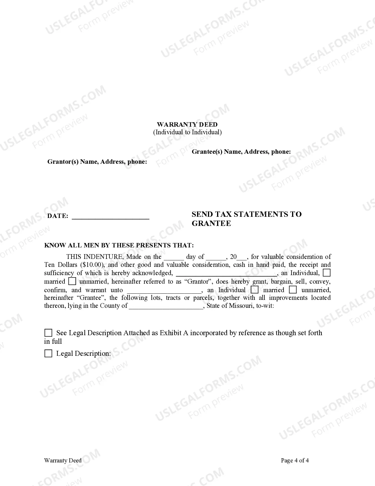 Preview Warranty Deed from Individual to Individual