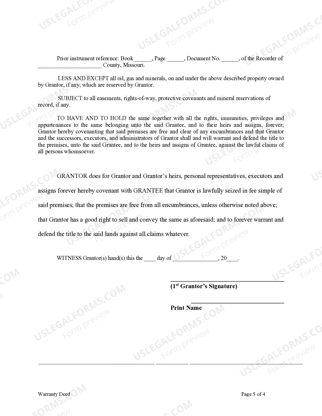 Preview Warranty Deed from Individual to Individual