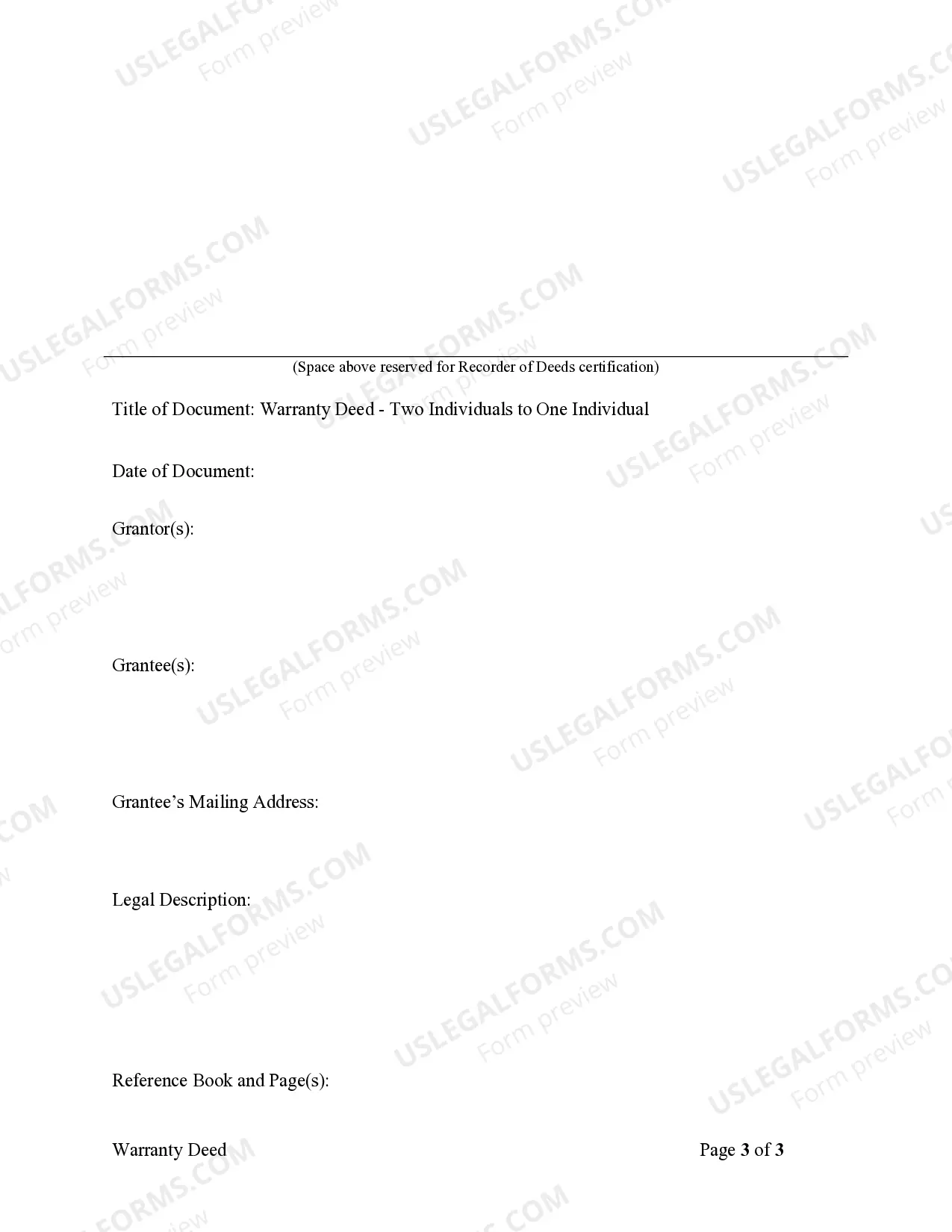 Preview Warranty Deed - Two Individuals to One Individual